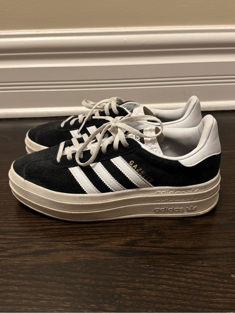 adidas Gazelle Platform Sneakers in Black and White